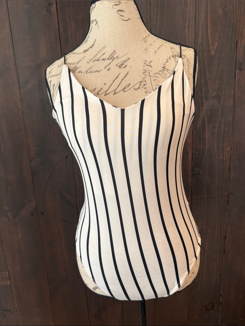Classic Black & White Striped Camisole Tank Bodysuit